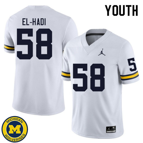 Youth Michigan Wolverines #58 Giovanni El-Hadi White Alumni Jersey